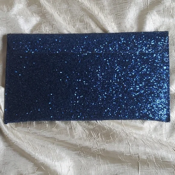 Estee Lauder glittery dark blue envelope clutch - Picture 2 of 6